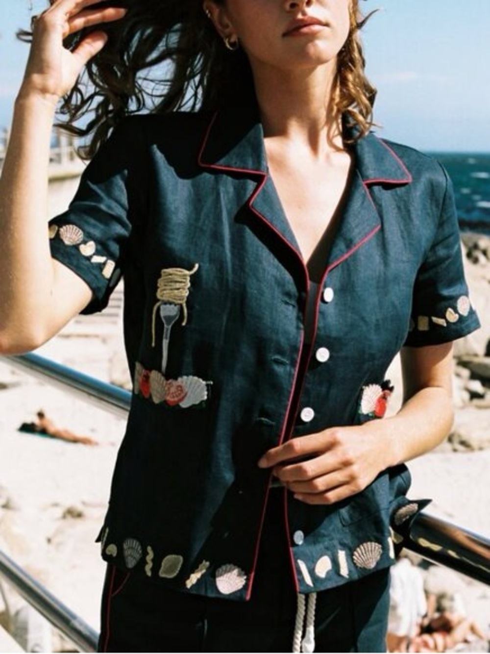 Tombole Vongole Cabana Crop Top Linen